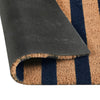 Gena 24 x 57 Doormat Woven Striped Pattern Blue Brown Coir Non Slip Back By Casagear Home BM319763