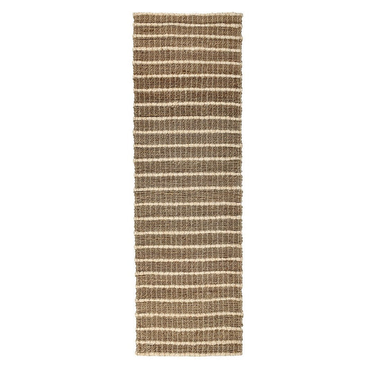 Cain 3 x 8 Hallway Runner Rug, Handwoven Coiled and Braided, Ivory Brown By Casagear Home