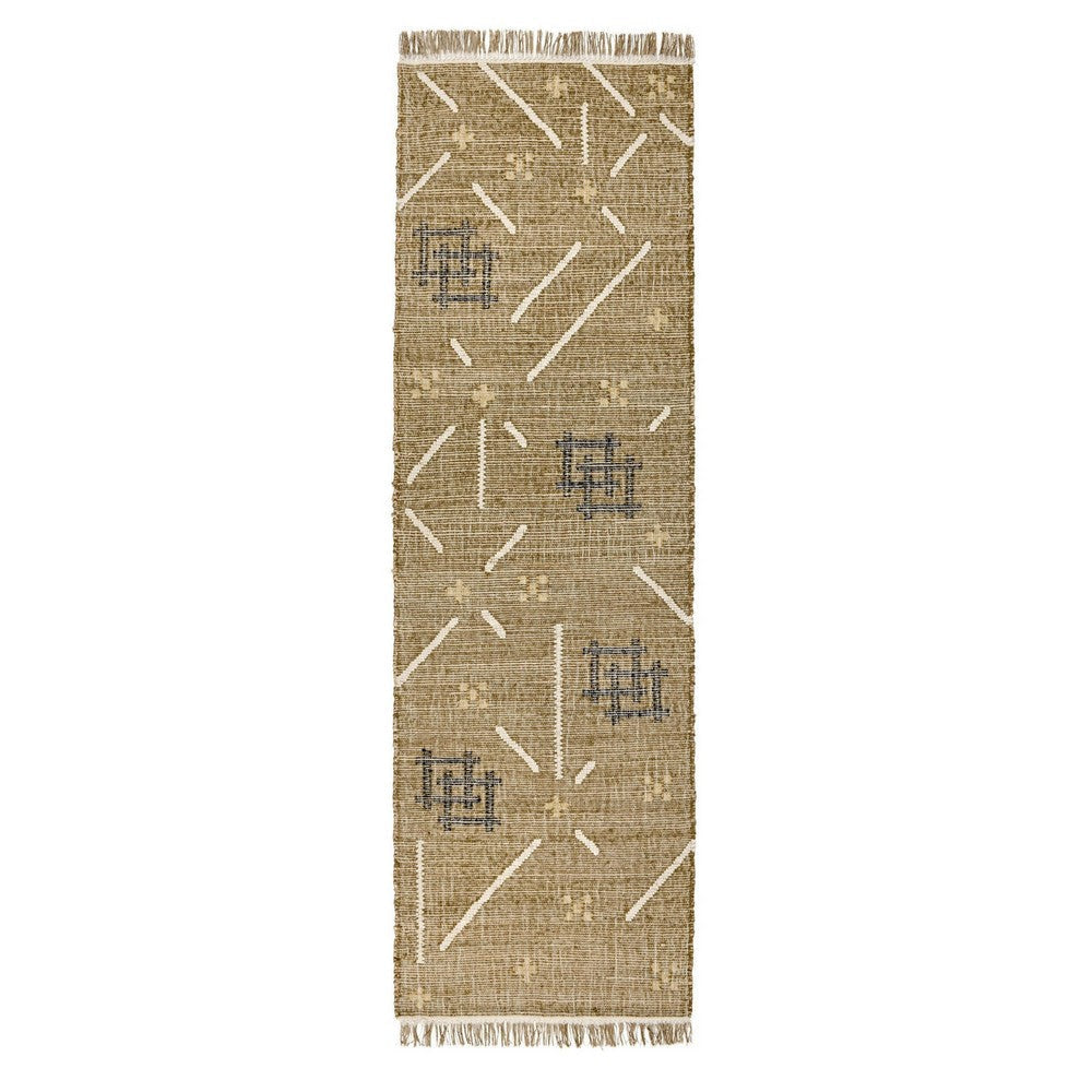 Hona 3 x 8 Hallway Runner Rug, Handwoven Traditional Tassels, Khaki Wool By Casagear Home