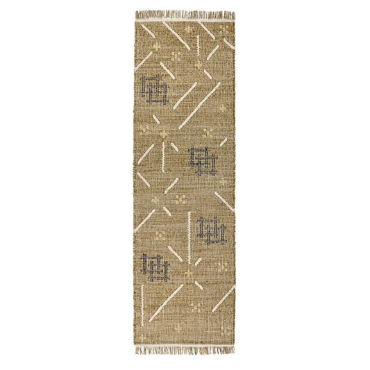 Hona 3 x 8 Hallway Runner Rug, Handwoven Traditional Tassels, Khaki Wool By Casagear Home