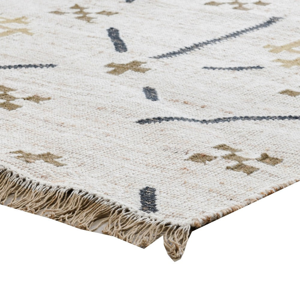 Hona 3 x 8 Hallway Runner Rug Handwoven Traditional Tassels Ivory Wool By Casagear Home BM319780