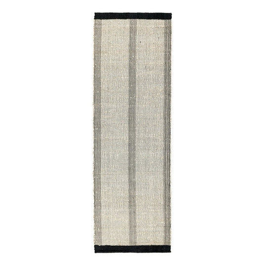 Nabi 3 x 8 Hallway Runner Rug, Honeycomb Stripe Woven, Ivory Black Border By Casagear Home