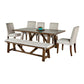 Jule 7pc Dining Set, Brown Rectangular Table, Chairs, Bench w White Seat By Casagear Home