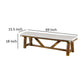 Jule Dining Bench Trestle Base 69 Inch Brown Wood with Off White Seat By Casagear Home BM319791