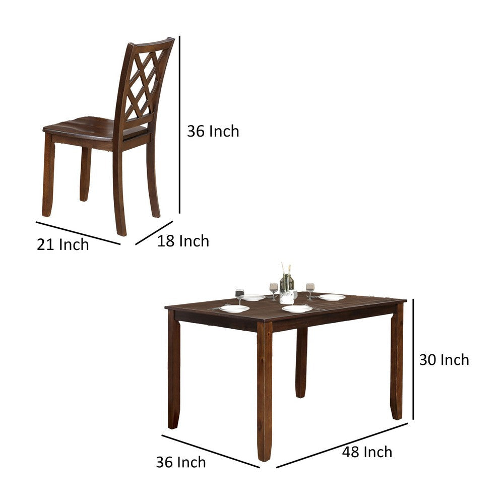 Ziko 5 Piece Dining Table Set 4 Cross Back Chairs Cherry Brown Solid Wood By Casagear Home BM319794