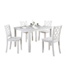 Ziko 5 Piece Dining Table Set, 4 Crossed Back Chairs, White Solid Wood By Casagear Home