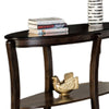 Orio Sofa Table Open Shelves 49 Inch Oval Top Curved Legs Brown Wood By Casagear Home BM319798