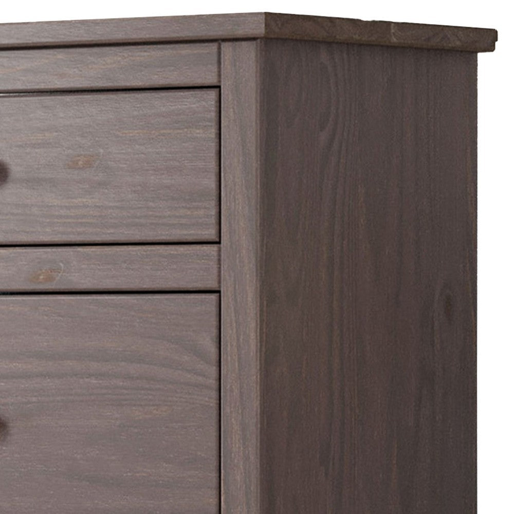 Stav Tall Dresser Chest with 4 Drawers Plank Style Gray Solid Wood By Casagear Home BM319807