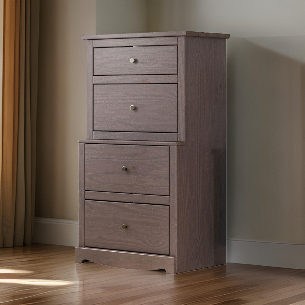 Stav Tall Dresser Chest with 4 Drawers Plank Style Gray Solid Wood By Casagear Home BM319807