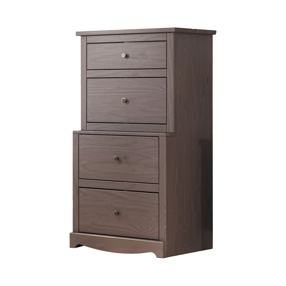 Stav Tall Dresser Chest with 4 Drawers, Plank Style, Gray Solid Wood By Casagear Home