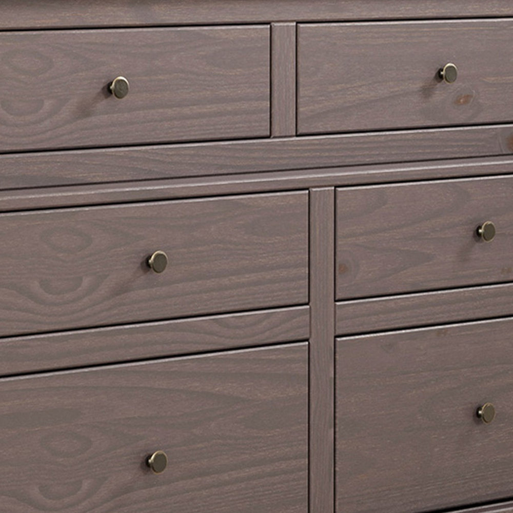 Stav Wide Dresser Chest with 6 Drawers Plank Style Gray Solid Wood By Casagear Home BM319808