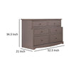 Stav Wide Dresser Chest with 6 Drawers Plank Style Gray Solid Wood By Casagear Home BM319808