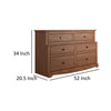 Stav Wide Dresser Chest with 6 Drawers Plank Style Brown Solid Wood By Casagear Home BM319811