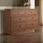 Stav Wide Dresser Chest with 6 Drawers Plank Style Brown Solid Wood By Casagear Home BM319811