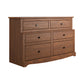 Stav Wide Dresser Chest with 6 Drawers, Plank Style, Brown Solid Wood By Casagear Home