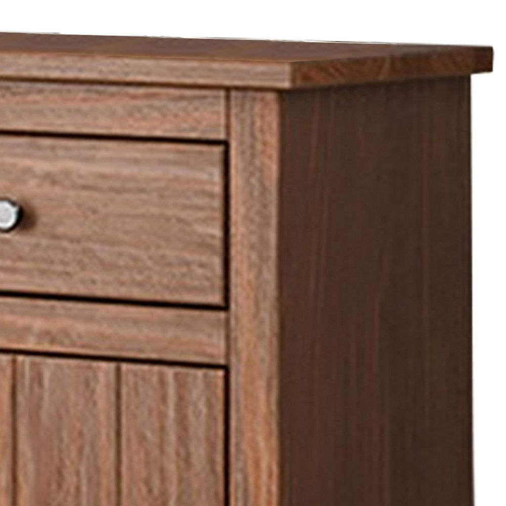 Stav Nightstand 1 Drawer and Door 25 Inch Plank Style Brown Solid Wood By Casagear Home BM319812