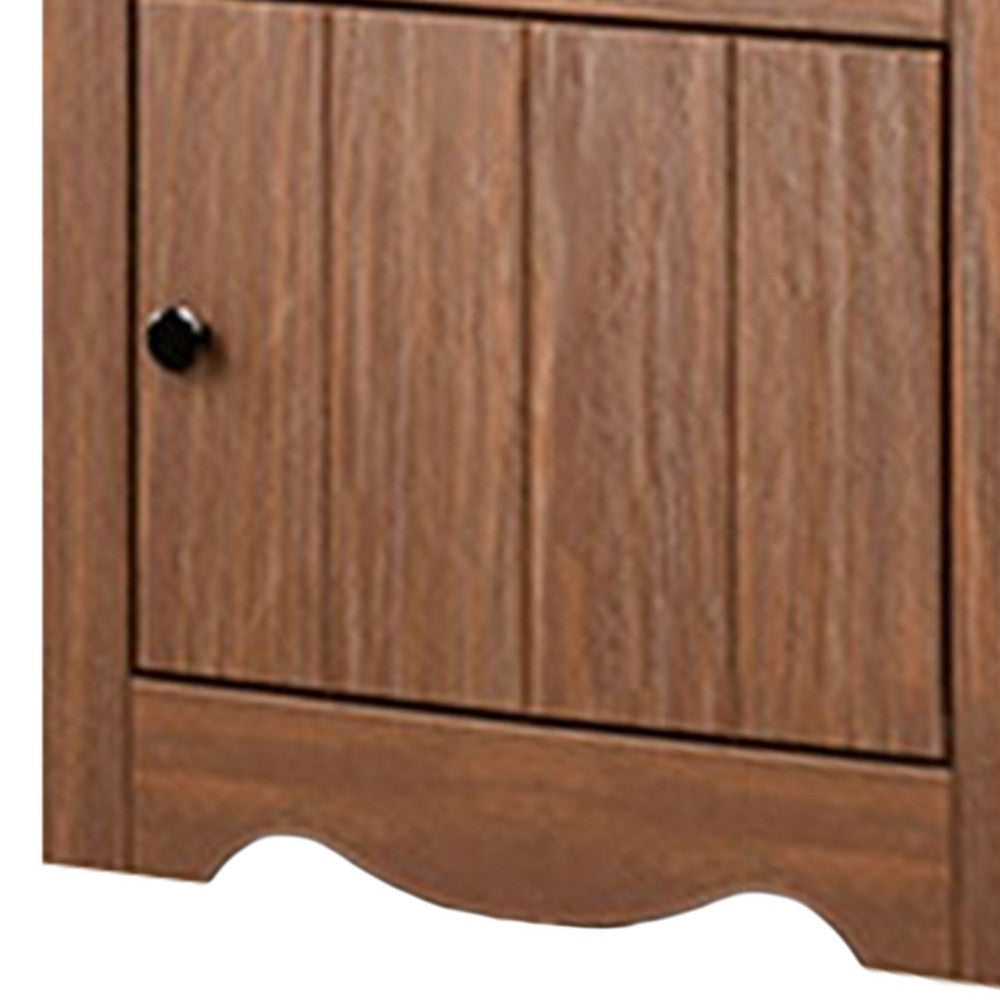 Stav Nightstand 1 Drawer and Door 25 Inch Plank Style Brown Solid Wood By Casagear Home BM319812