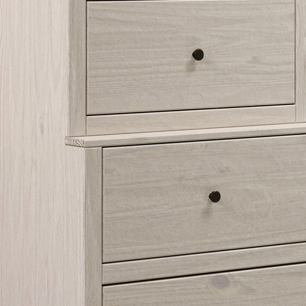 Stav Tall Dresser Chest with 4 Drawers Plank Style White Solid Wood By Casagear Home BM319813