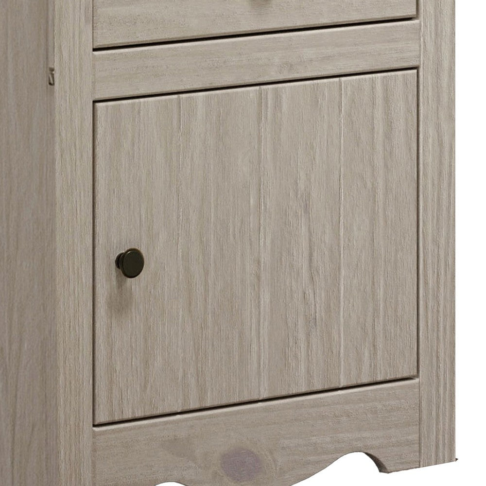 Stav Nightstand 1 Drawer and Door 25 Inch Plank Style White Solid Wood By Casagear Home BM319815