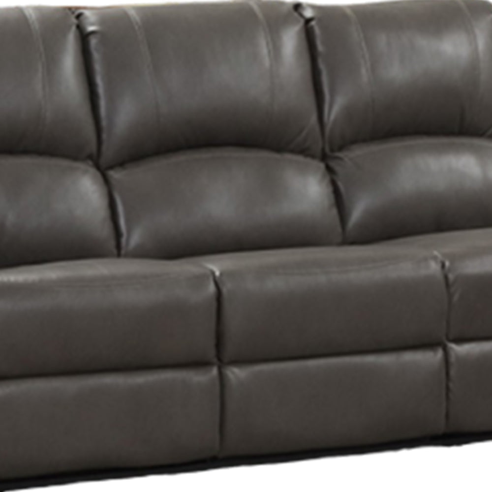 Lizzy Sofa and Loveseat Set Manual Reclining Solid Wood Gray Leather By Casagear Home BM319816