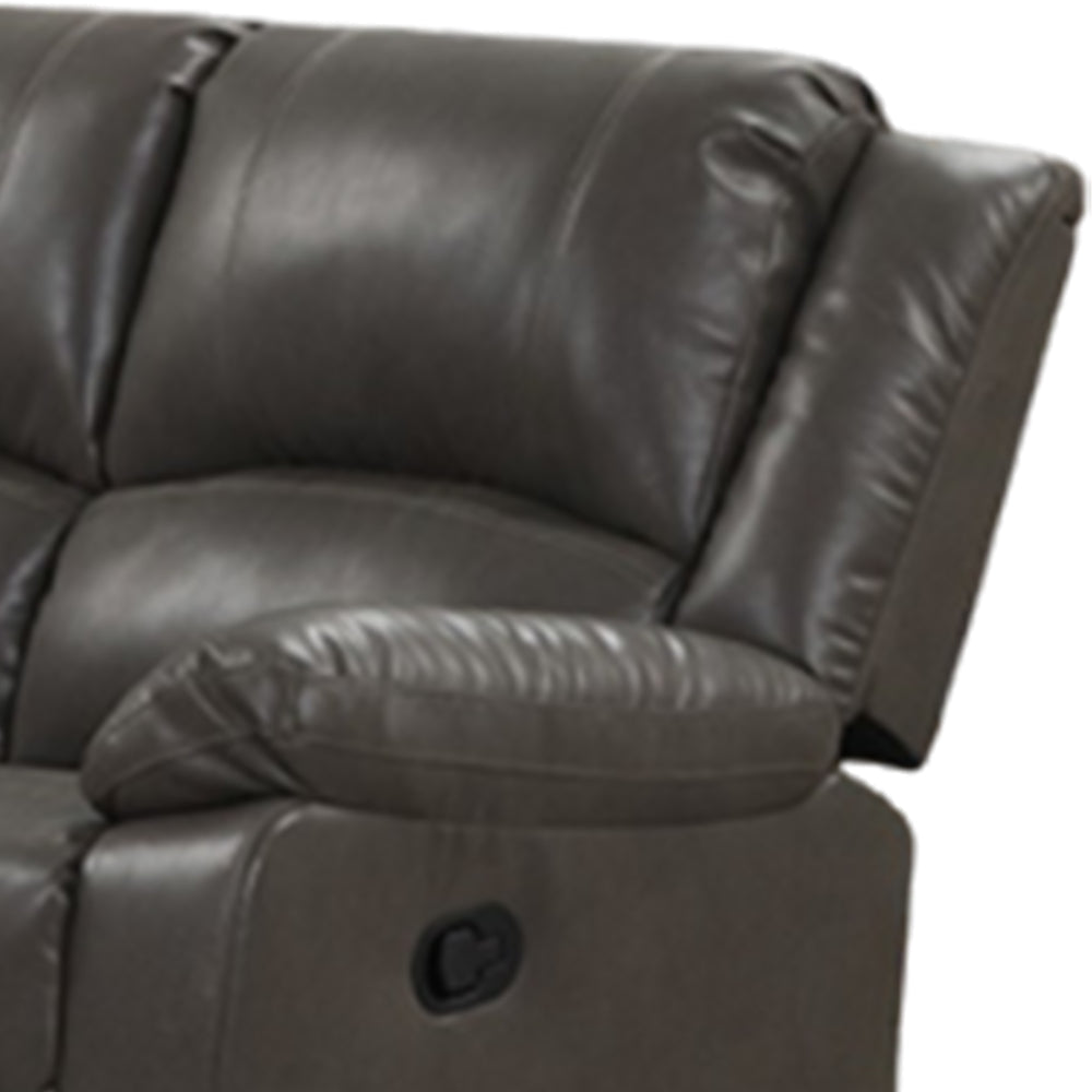 Lizzy Loveseat Manual Reclining 60 Inch Pillow Top Arms Gray Leather By Casagear Home BM319818