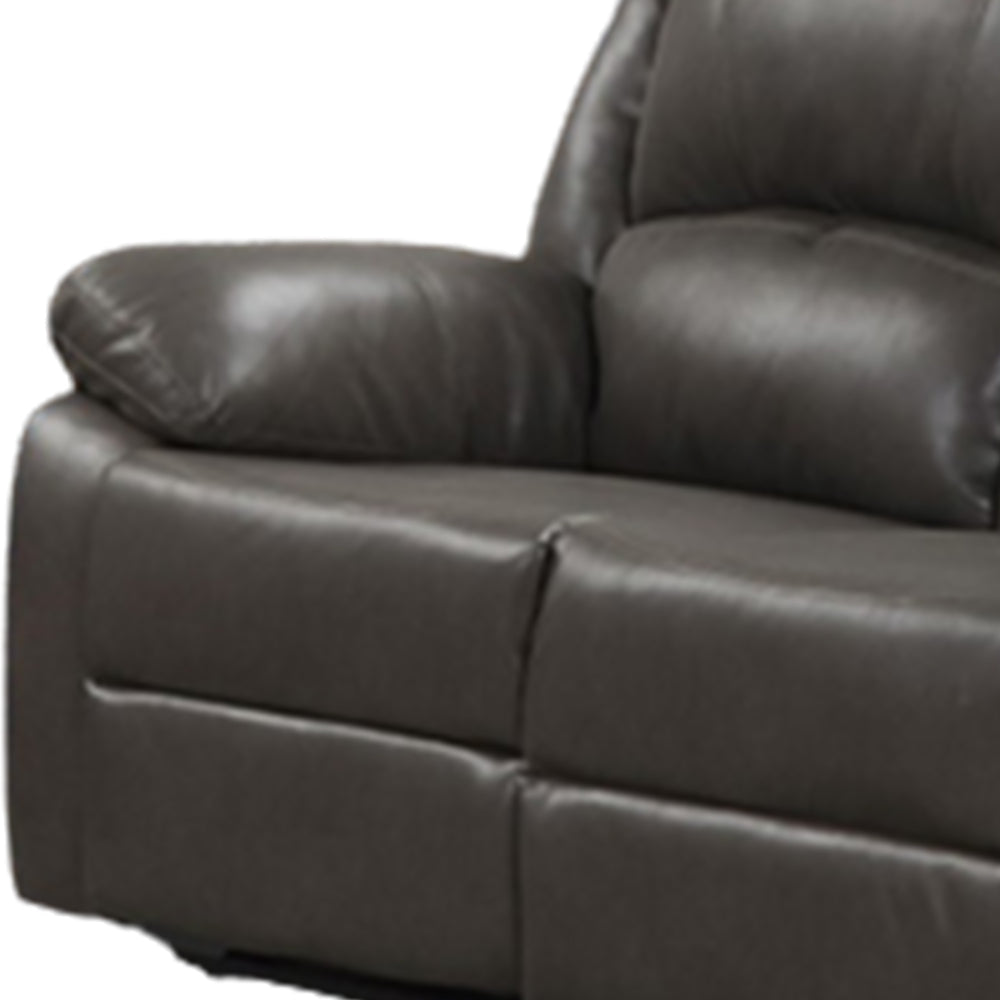 Lizzy Loveseat Manual Reclining 60 Inch Pillow Top Arms Gray Leather By Casagear Home BM319818