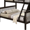 Bruke Twin/Full Size Bunk Bed with Ladder Slatted Brown Solid Hardwood By Casagear Home BM319820