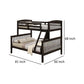 Bruke Twin/Full Size Bunk Bed with Ladder Slatted Brown Solid Hardwood By Casagear Home BM319820