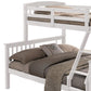 Bruke Twin/Full Size Bunk Bed with Ladder Slatted White Solid Hardwood By Casagear Home BM319823