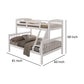 Bruke Twin/Full Size Bunk Bed with Ladder Slatted White Solid Hardwood By Casagear Home BM319823