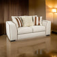 Elize Loveseat 3 Accent Pillows 81 Inch Solid Wood Brown Beige Boucle By Casagear Home BM319829