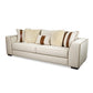 Elize Sofa with 5 Accent Pillows 91 Inch Solid Wood Brown Beige Boucle By Casagear Home BM319830