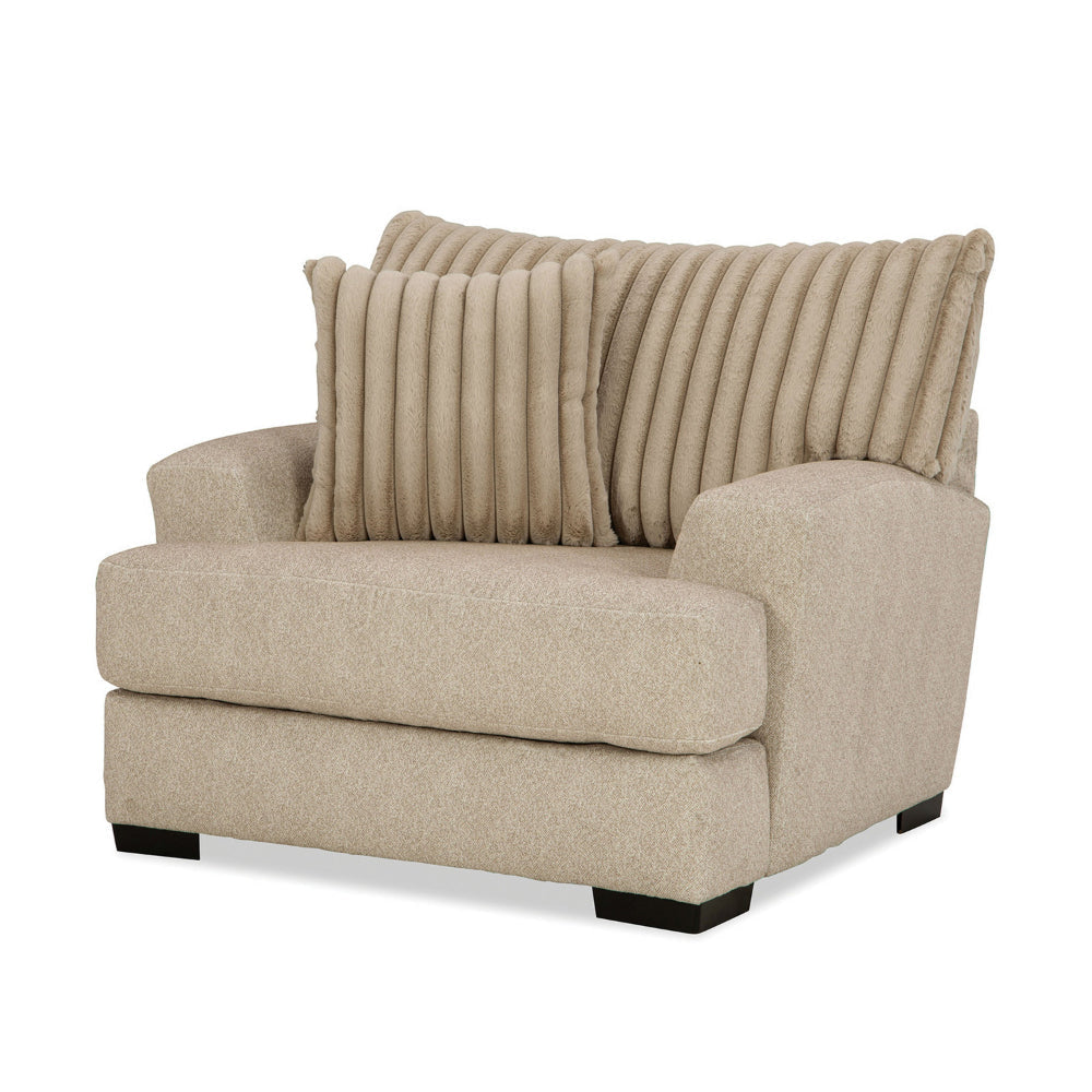 Laila Accent Chair with Throw Pillow Solid Wood Light Brown Chenille By Casagear Home BM319832