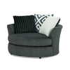 Laila Swivel Accent Chair 3 Throw Pillows Round Back Dark Gray Chenille By Casagear Home BM319835