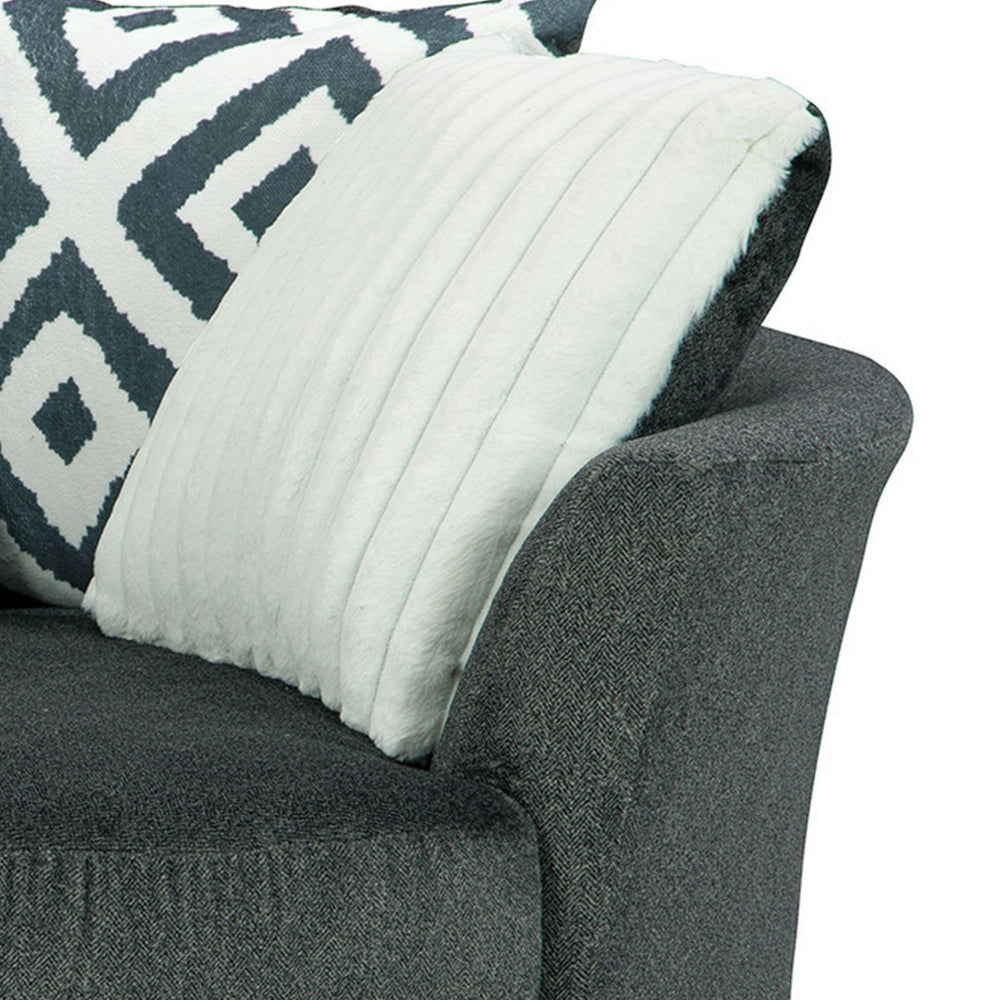 Laila Swivel Accent Chair 3 Throw Pillows Round Back Dark Gray Chenille By Casagear Home BM319835