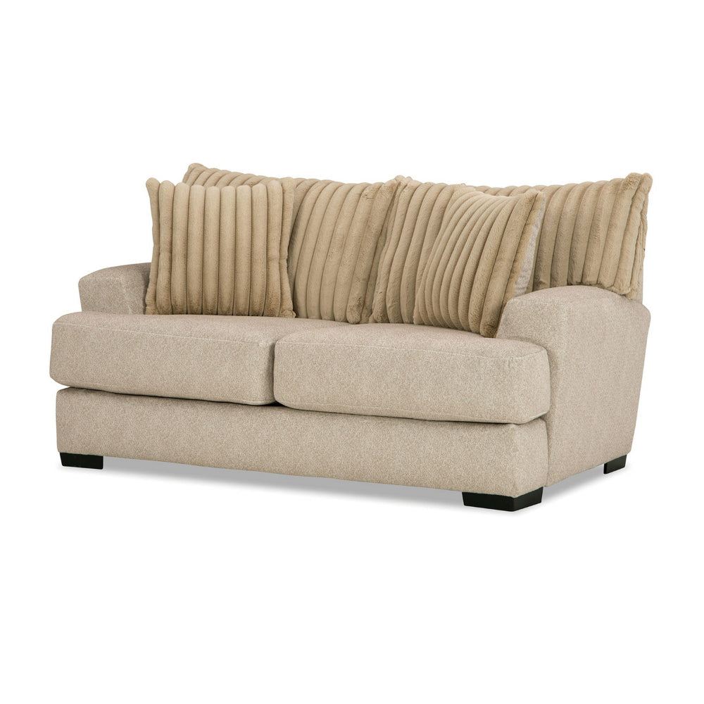 Laila Loveseat 2 Accent Pillows 72 Inch Solid Wood Light Brown Chenille By Casagear Home BM319836