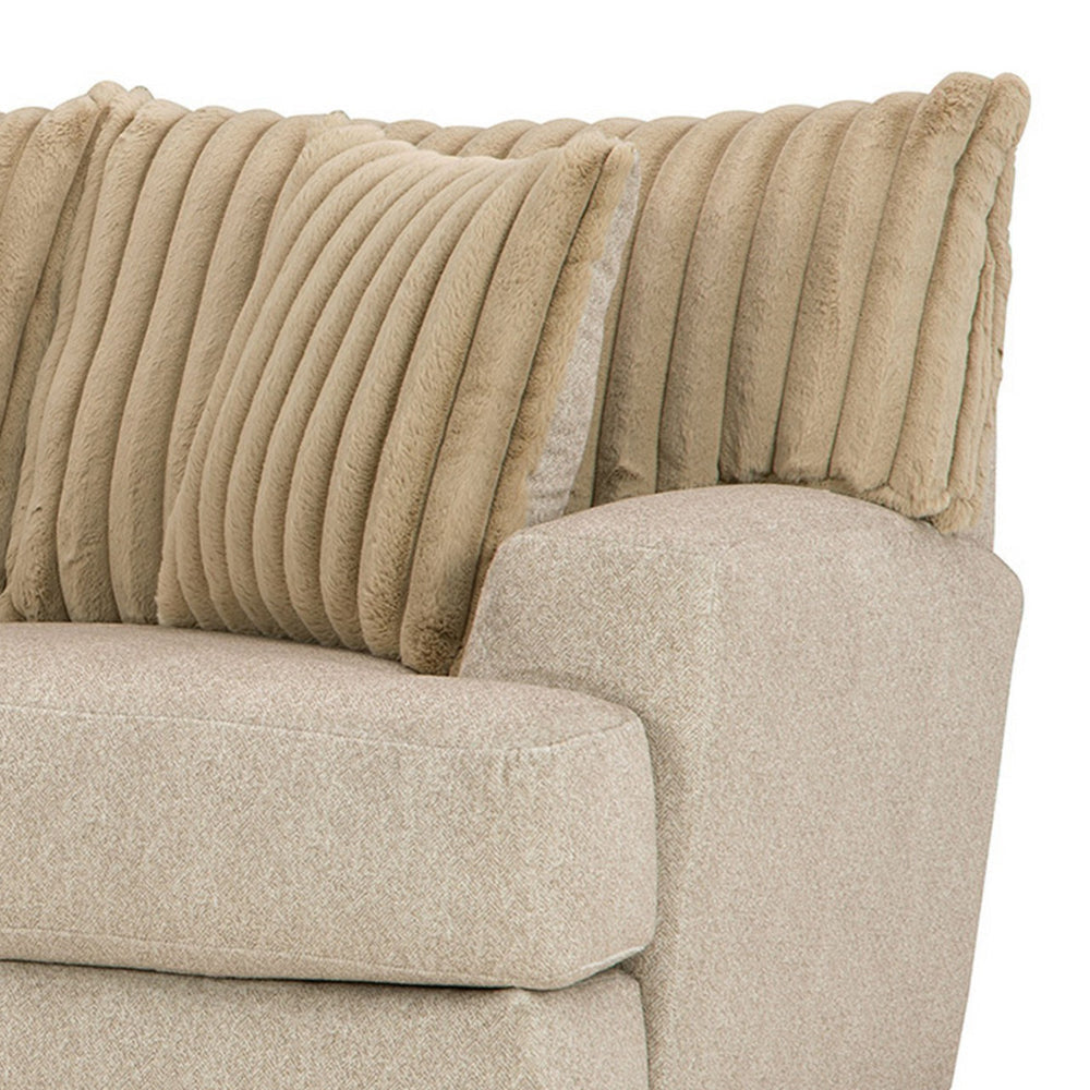 Laila Loveseat 2 Accent Pillows 72 Inch Solid Wood Light Brown Chenille By Casagear Home BM319836