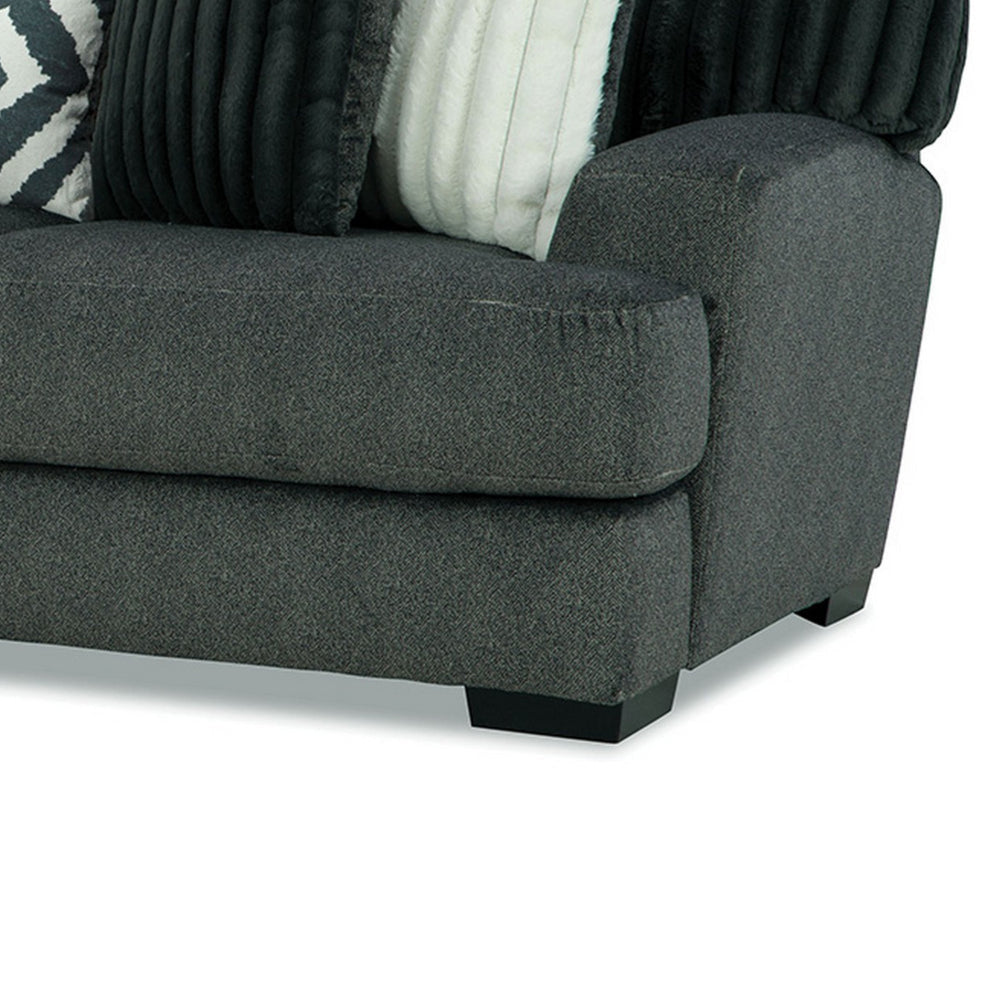 Laila Sofa 5 Accent Pillows 98 Inch Solid Wood Dark Gray Chenille By Casagear Home BM319841