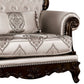 Vera Accent Chair Tufted Jacquard Pattern Carved Dark Cherry Brown Beige By Casagear Home BM319845