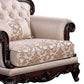 Vera Accent Chair Tufted Jacquard Pattern Carved Dark Cherry Brown Brown By Casagear Home BM319846