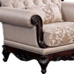 Vera Accent Chair Tufted Jacquard Pattern Carved Dark Cherry Brown Brown By Casagear Home BM319846