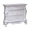 Venta Nightstand with 3 Drawers, 34 Inch, Carved Details, White Solid Wood By Casagear Home