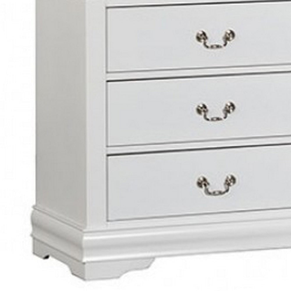 Ryla Wide Dresser Chest 6 Drawers Nickel Metal Handles White Solid Wood By Casagear Home BM319850