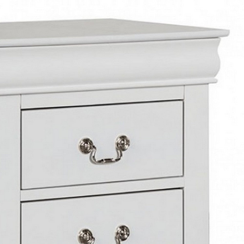 Ryla Nightstand 2 Drawers Classic White Solid Wood Nickel Metal Handles By Casagear Home BM319851