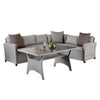 Maria 3 Piece Outdoor Patio Dining Set, L Sectional Sofa with Table, Black  By Casagear Home