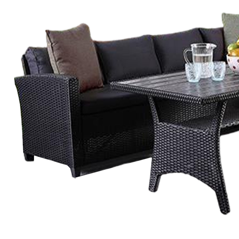 Maria 5pc Outdoor Patio Dining Set Sectional Sofa Table 2 Chairs Black By Casagear Home BM319856