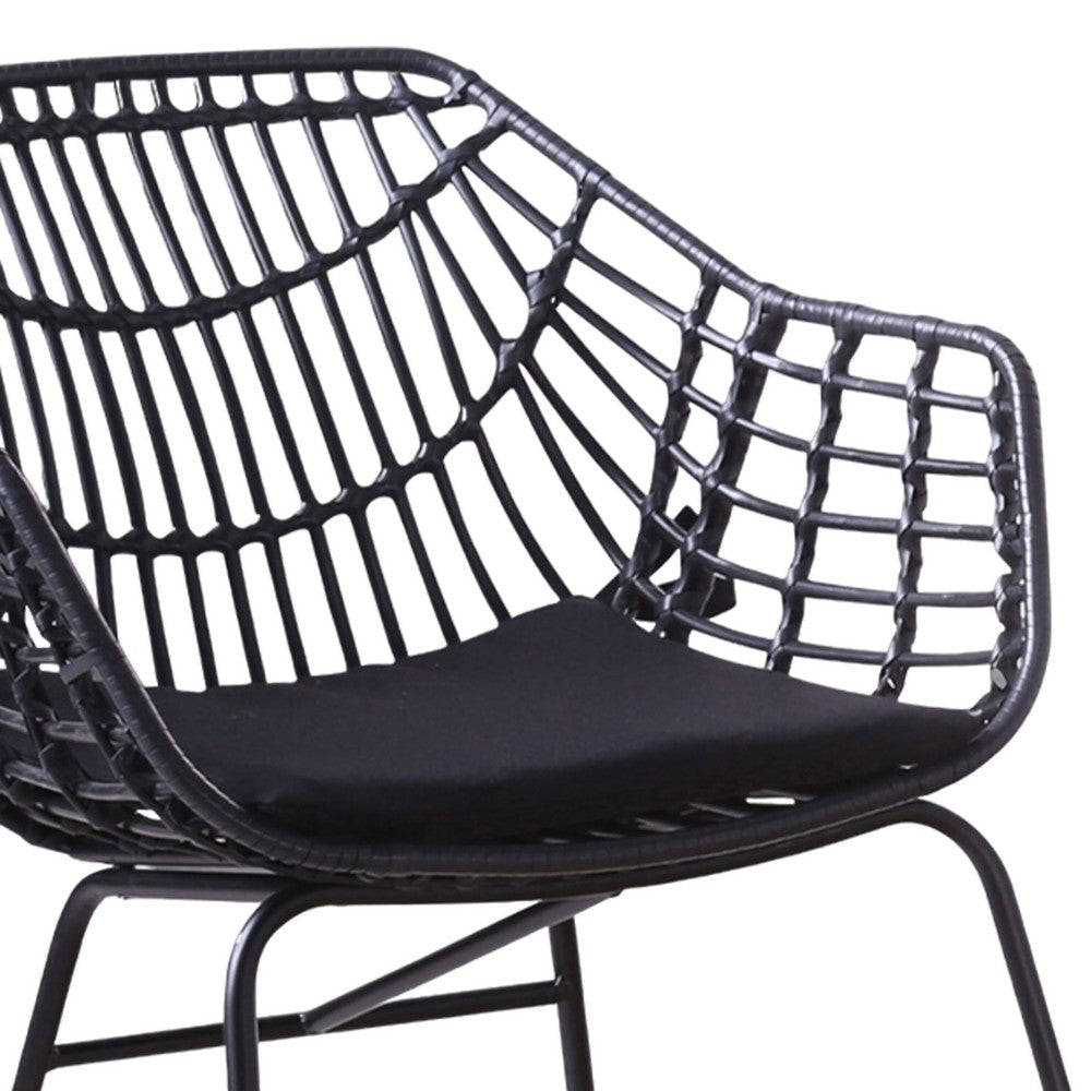 Niya Patio Chair Set of 2 Polyester Black Steel Outdoor Rattan Wicker By Casagear Home BM319857