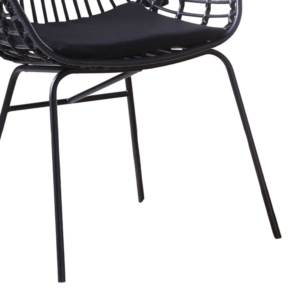 Niya Patio Chair Set of 2 Polyester Black Steel Outdoor Rattan Wicker By Casagear Home BM319857