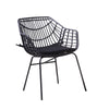 Zyan 3pc Outdoor Set 2 Accent Chairs with Table Black Steel Brown Rattan By Casagear Home BM319859