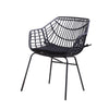 Zyan 3pc Outdoor Set 2 Accent Chairs with Table Black Steel Brown Rattan By Casagear Home BM319859